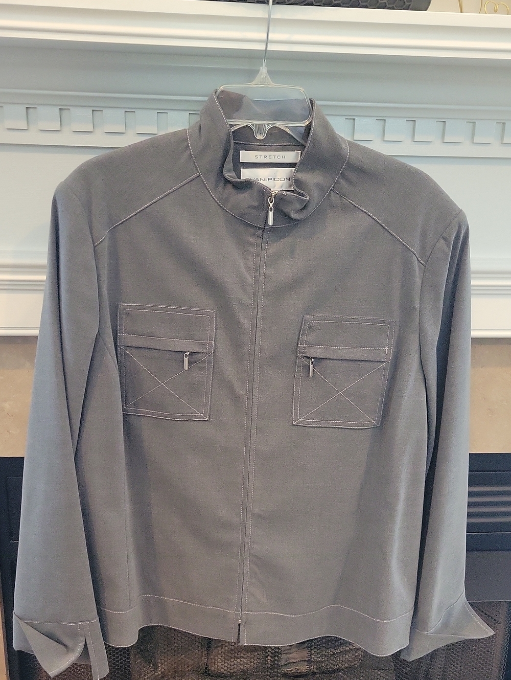 Evan Picone Women's Gray Lightweight Zip Shirt Jacket